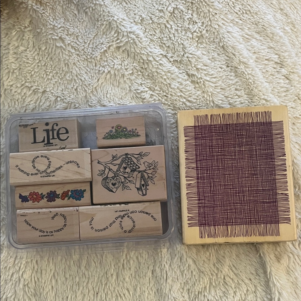 5/$25 Wooden Block Rubber Stamps including Stampin’ Up